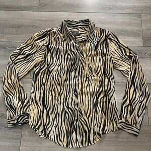 Guess Long Sleeve Shirt Size XS Blouse Semi Sheer Madyson Printed